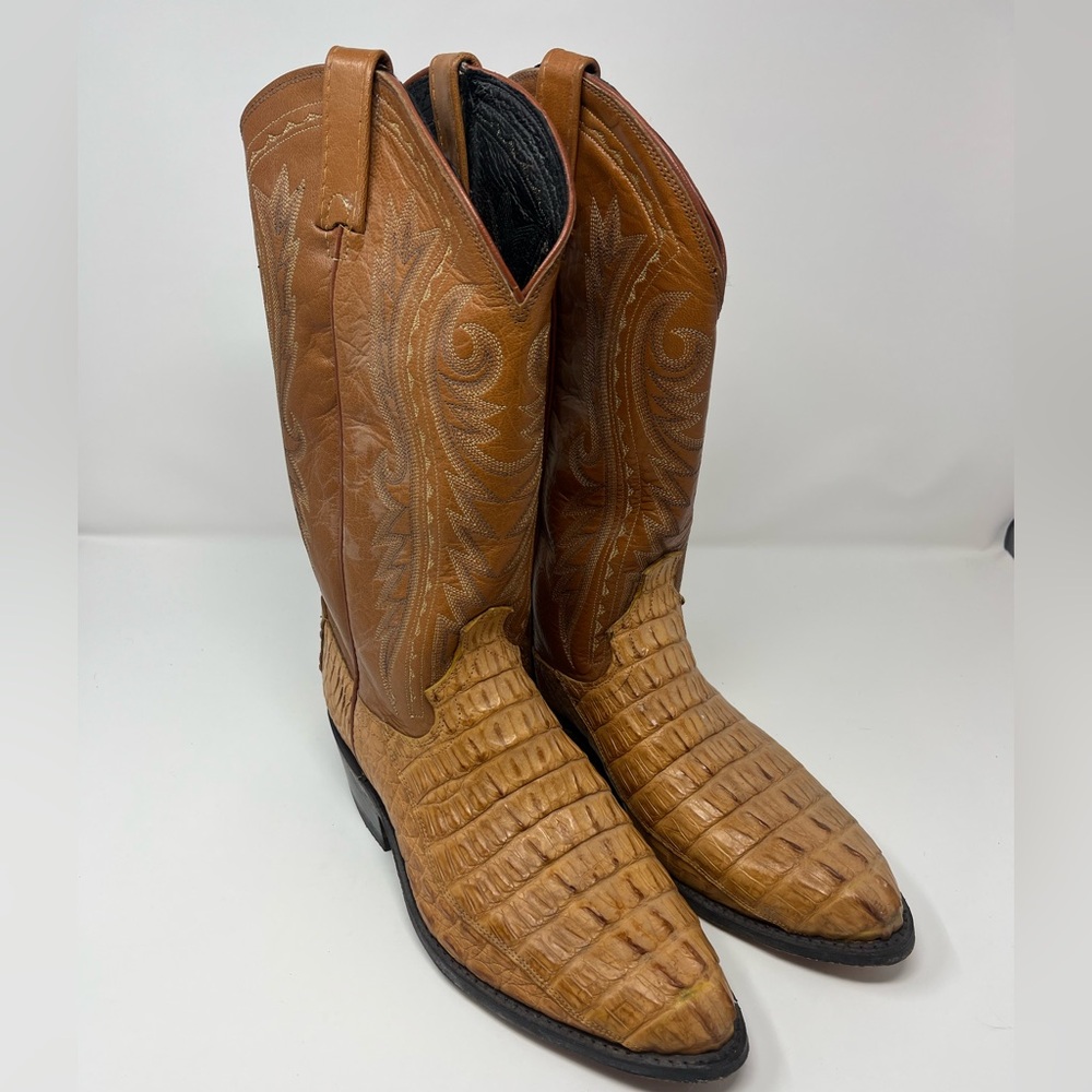 DAN POST Men's Cowboy Boots Monterrey Sz 9.5EE Genuine Caiman VTG